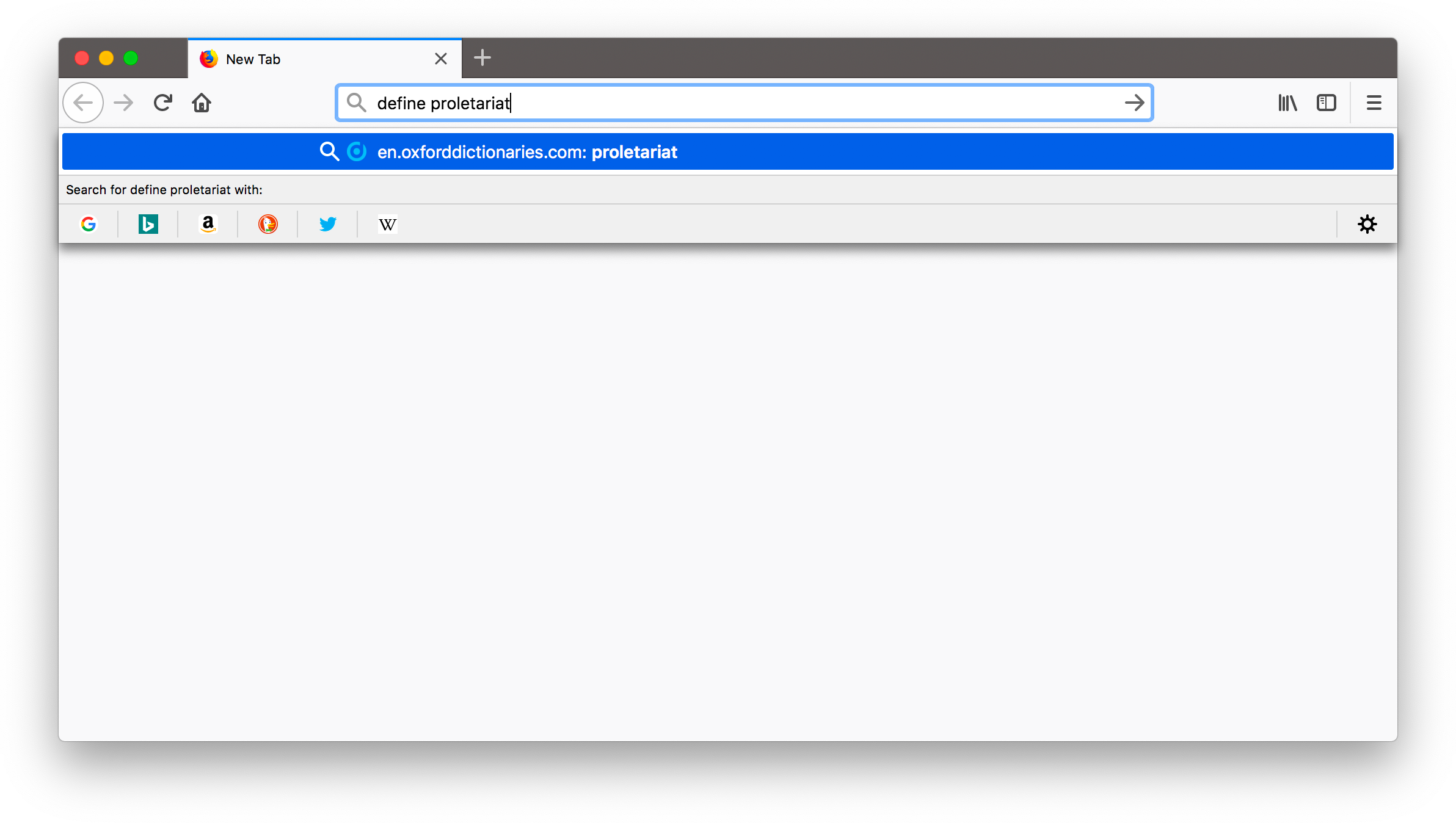 Screenshot of entering define proletariat into the address bar.